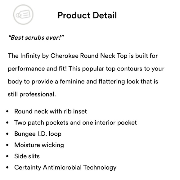 Cherokee Infinity Scrub Top XS in Teal - Picture 13 of 14